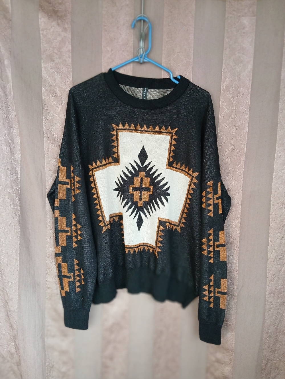 💎 Women's Top Geometric Pattern Crewneck Sweater Aztec Soutwestern